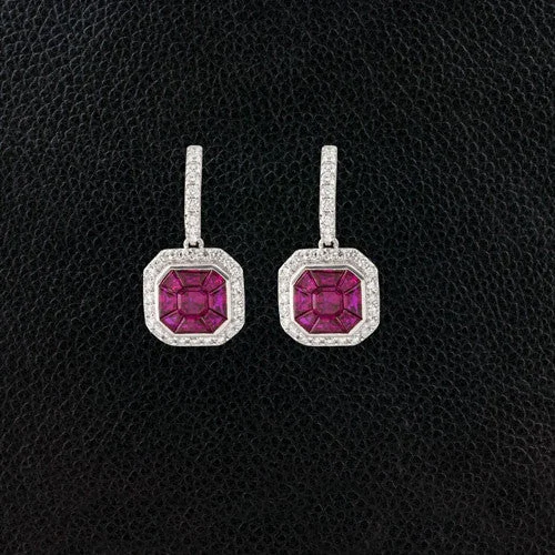 Fashion-forward hoop earrings for trendy outfits-Ruby & Diamond Dangle Earrings