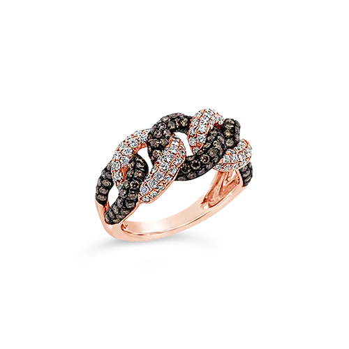 Modern geometric rings for contemporary designs-Brown & White Diamond Braid Ring