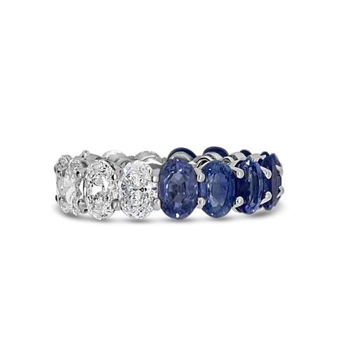 Rose gold rings for romantic charm-Sapphire & Diamond Eternity Band