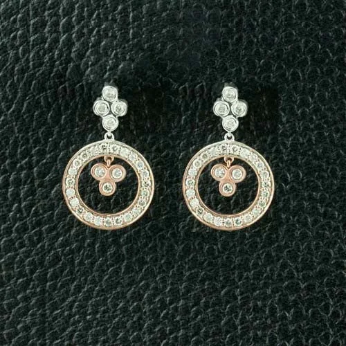 Elegant chandelier earrings for special occasions-Triple Diamonds in a Circle Earrings