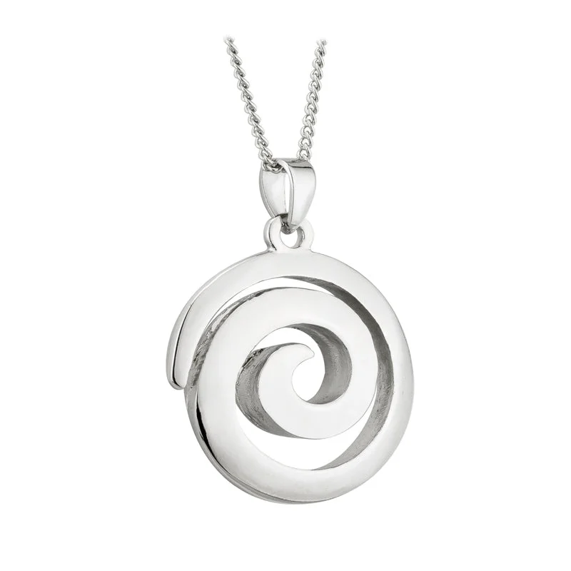 Personalized quote necklaces for meaningful sayings-Rhodium Spiral Pendant