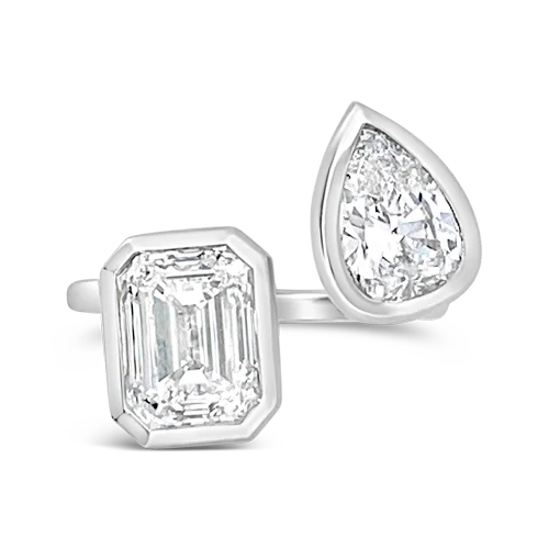 Custom friendship rings for heartfelt connections-Emerald cut & Pear Shaped Diamond Ring