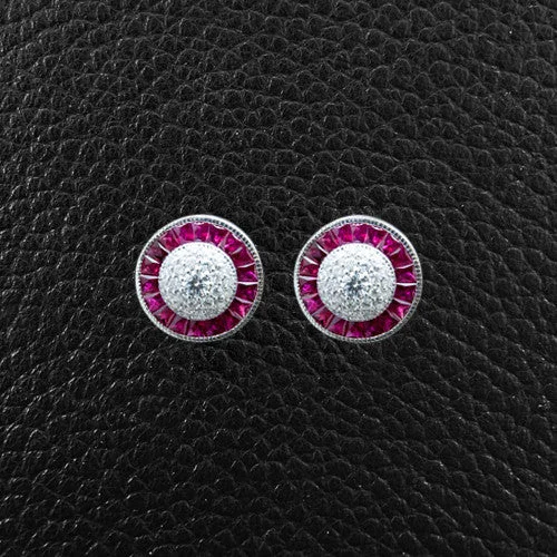 Personalized enamel earrings for custom designs-Ruby & Diamond Earrings