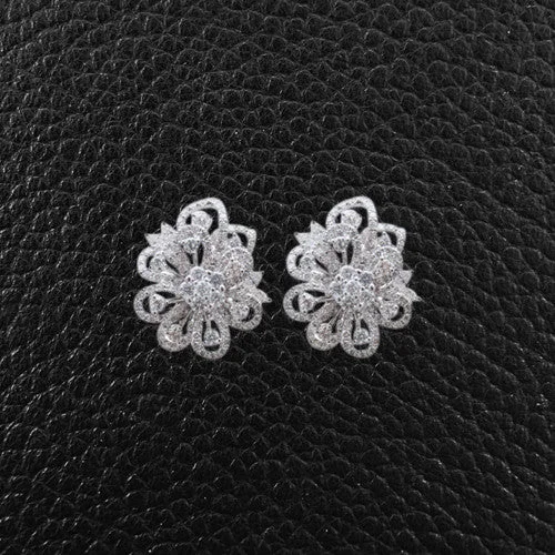 Bold statement earrings for unique fashion-Diamond Flower Earrings