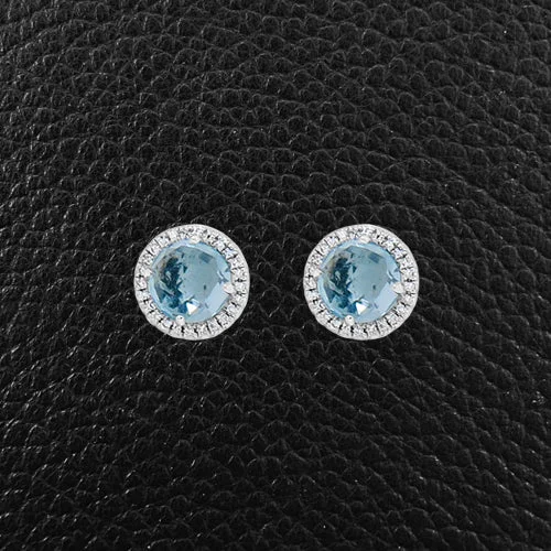 Vintage gold earrings for timeless appeal-Blue Topaz & Diamond Earrings