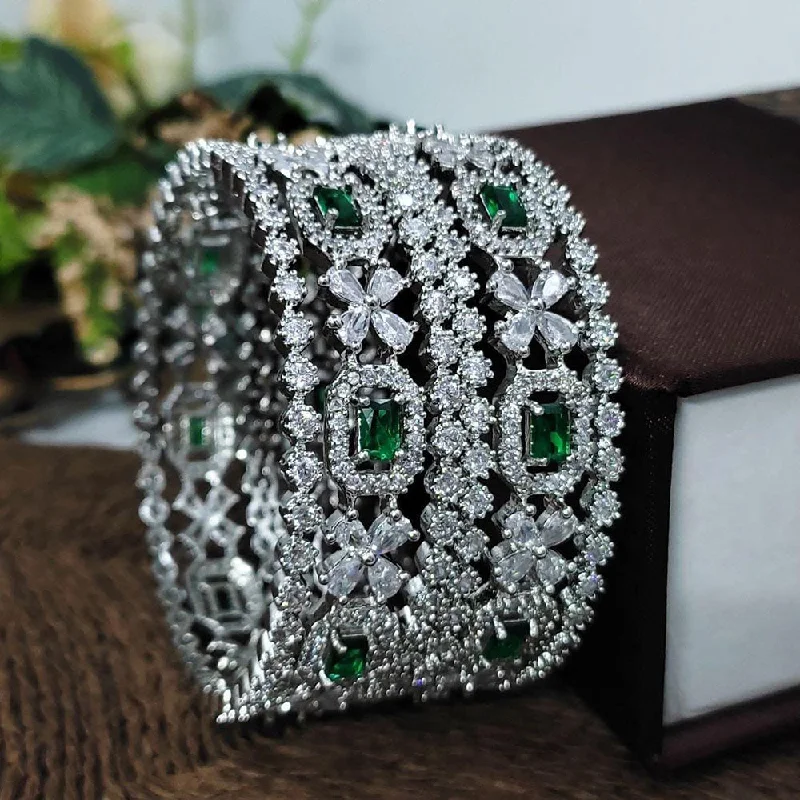 Bangles with gemstones for colorful elegance-Kavita Art Silver Plated American Diamonds Bangles Set