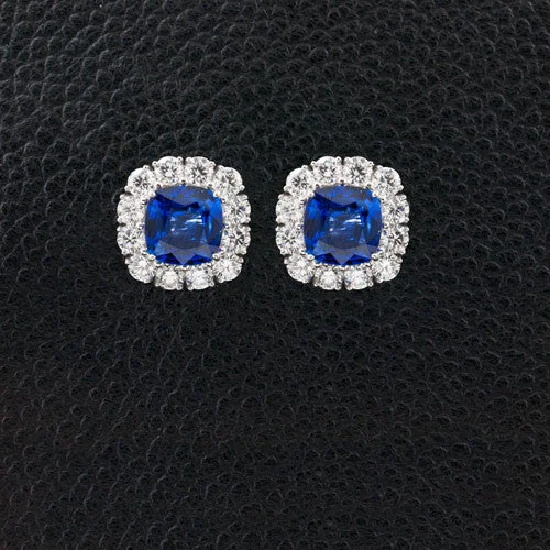 Pearl drop earrings for sophisticated elegance-Sapphire & Diamond Earrings