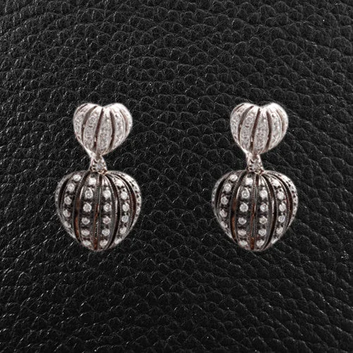 Designer earrings for luxury fashion collections-White Gold & Diamond Dangle Earrings