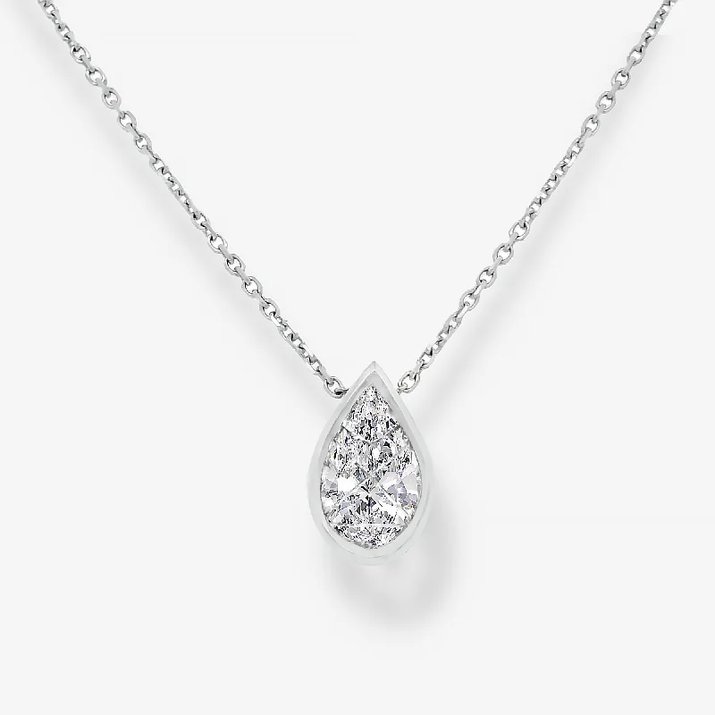 Crystal-encrusted necklaces for sparkling beauty-0.70CT Invisible Set Pear Shaped Diamond Necklace