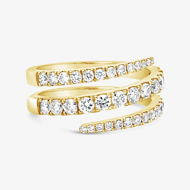 Wedding bands for him and her-3 Row Diamond Wrap Ring