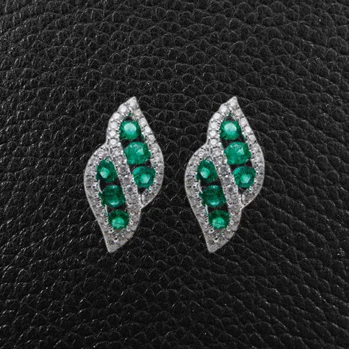 Crystal-encrusted earrings for a glamorous touch-Emerald & Diamond Earrings