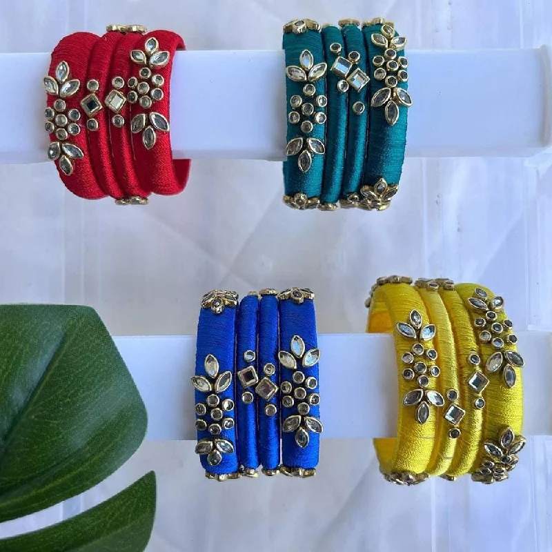 Party-ready bangles for evening wear-Shrijicreation Thread Handmade Bangles Set