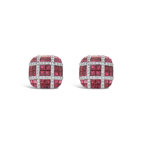 Modern stud earrings for sleek elegance-Ruby & Diamond Earrings