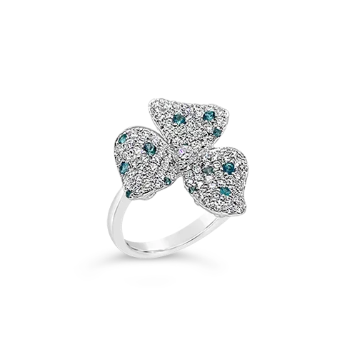 Custom engraved rings for special messages-Diamond & Paraiba Flower Ring