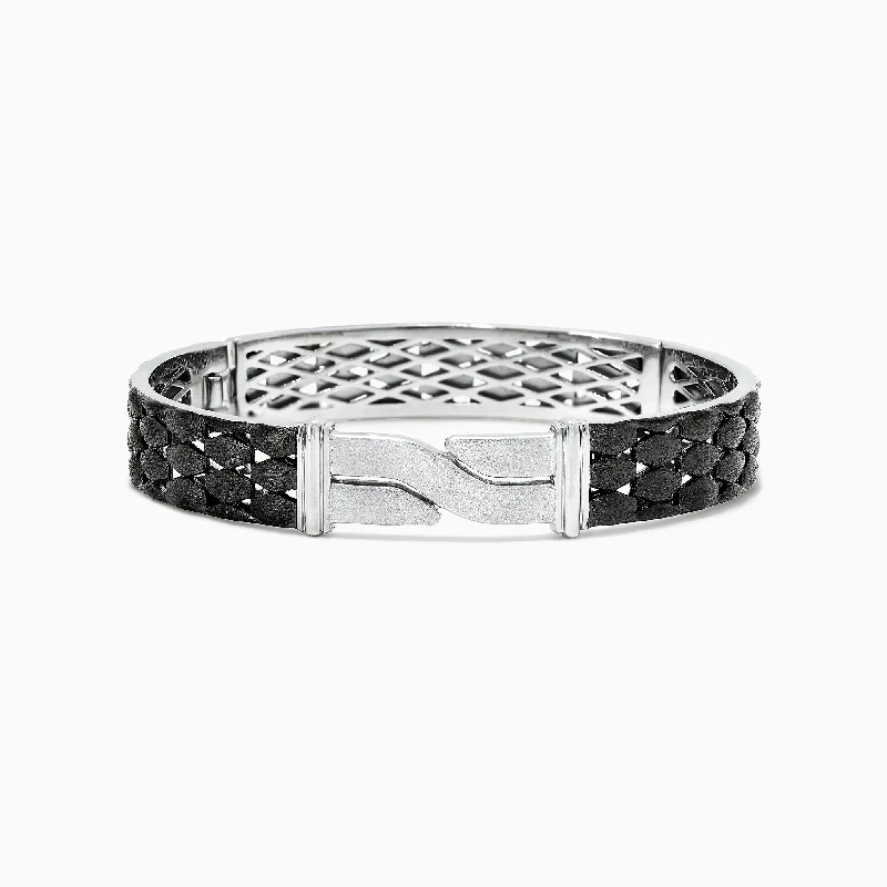 Birthstone bracelets for special occasions-Men's Sterling Silver Black Rhodium Finish Bangle