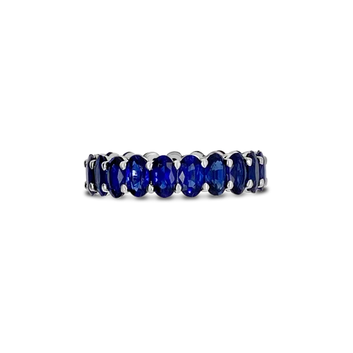 Personalized initial rings for unique style-Oval Blue Sapphire Eternity Band