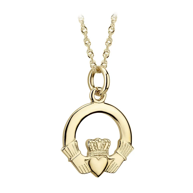 Delicate chain necklaces for subtle elegance-14K Gold Claddagh Medium Pendant