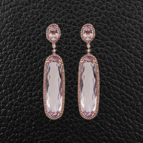 Classic diamond earrings for luxury fashion-Rose Amethyst & Diamond Earrings