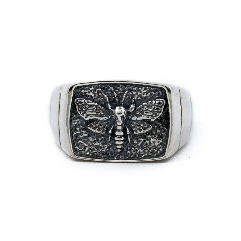 Color-changing gemstone rings for unique effects-Death Moth Signet Ring