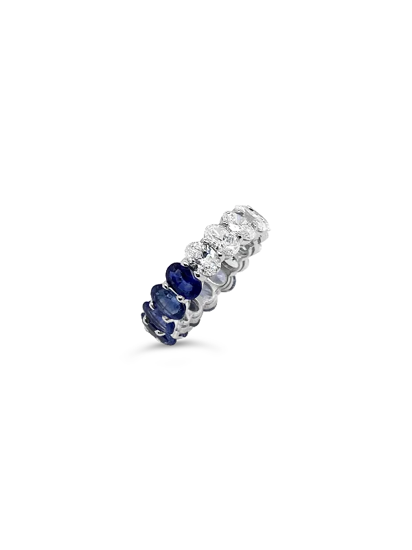 Elegant cocktail rings for special occasions-Ombre Sapphire & Diamond Eternity Band