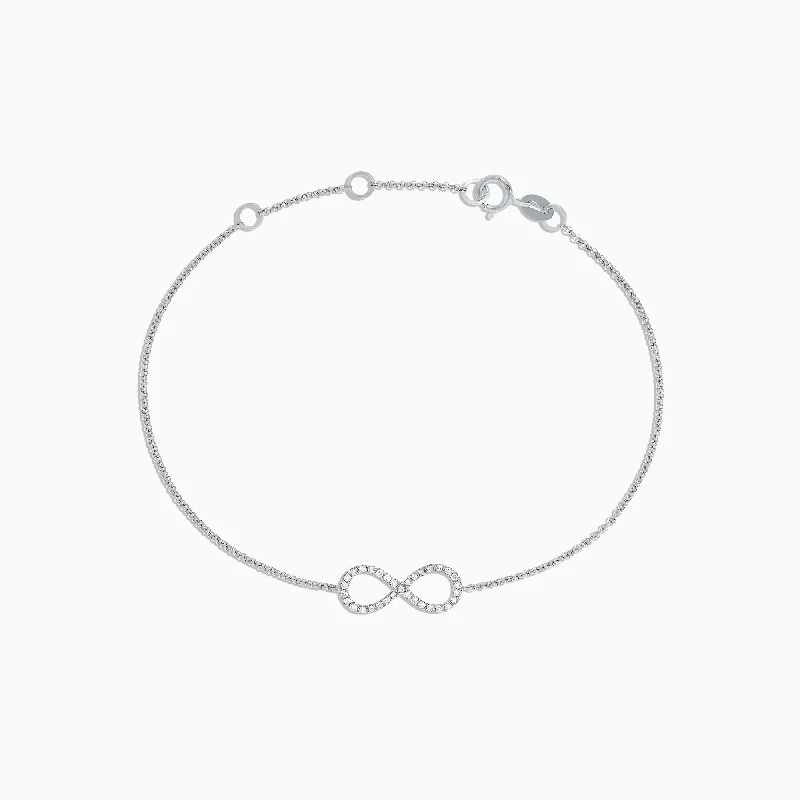 Custom quote bracelets for meaningful designs-Novelty 14K White Gold Diamond Infinity Bracelet, 0.12 TCW