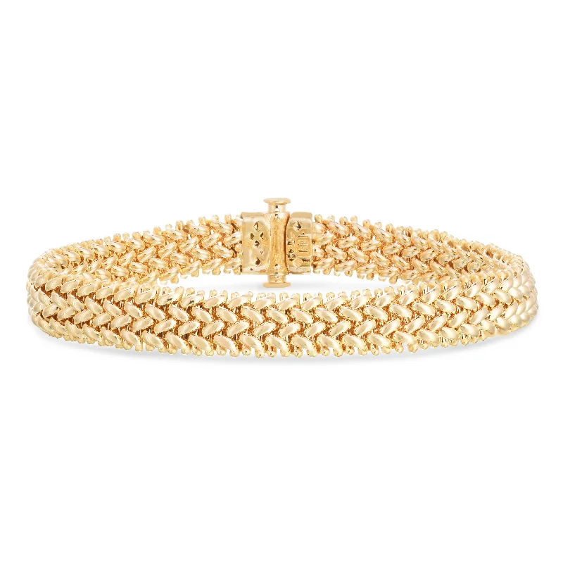 Birthstone bracelets for special occasions-14K Medium Mesh Rice Bracelet