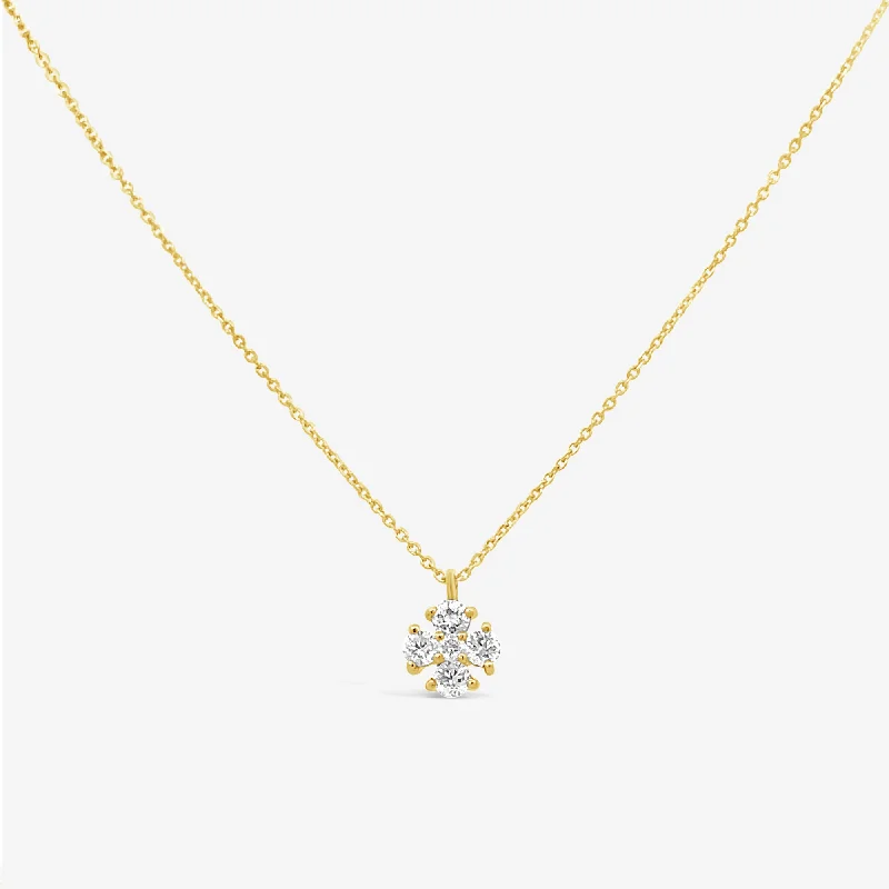 Diamond-studded necklaces for luxury fashion-Petite 5 Diamond Cross Necklace