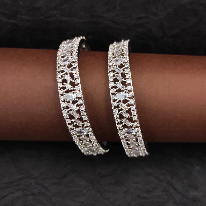 Elegant diamond-studded bangles for luxury-Heera Jewellers Silver Plated AD Bangles Set