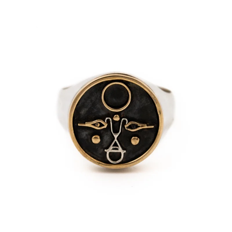 Custom signet rings for personalized style-Brass & Silver "Phoenix" Ring