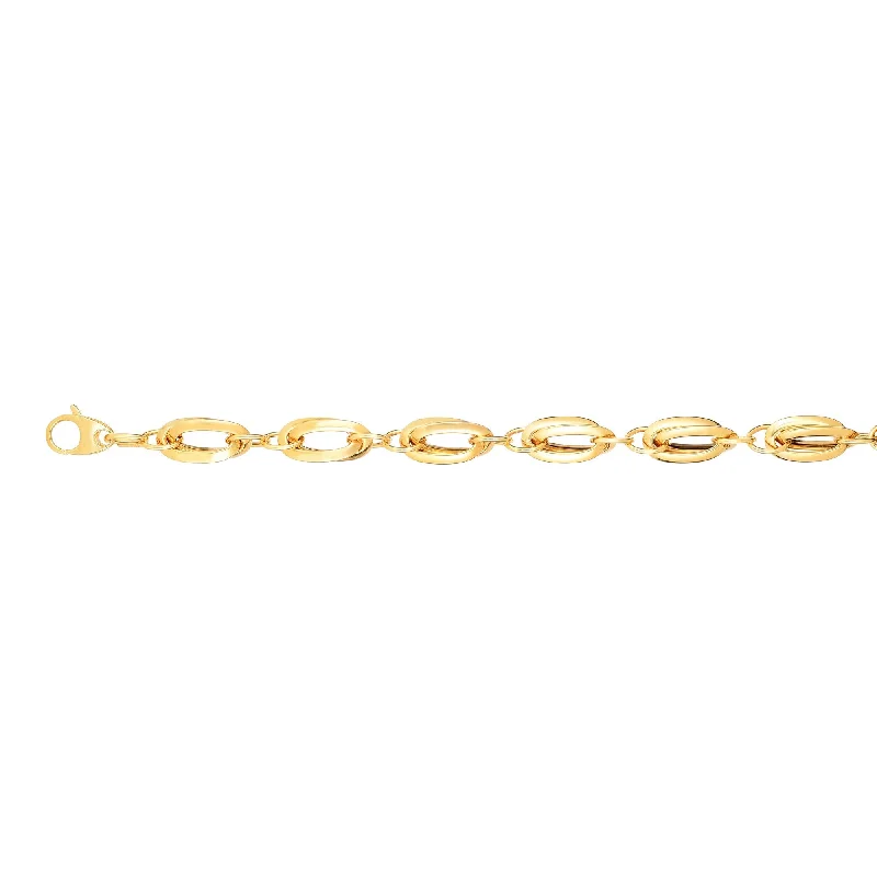 Custom engraved metal bracelets for memorable gifts-14K Gold Double Elongated Oval Link Bracelet