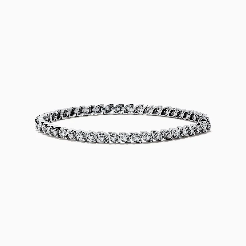 Wooden bracelets for rustic charm-Pave Classica 14K White Gold Diamond Tennis Bracelet 0.87 TCW