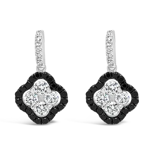 Adjustable stud earrings for a comfortable fit-Black & White Diamond Dangle Earrings