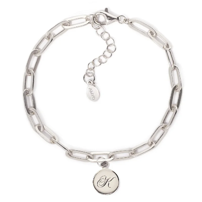 Personalized name bracelets for custom designs-Engraved Charm Thick Chain Bracelet