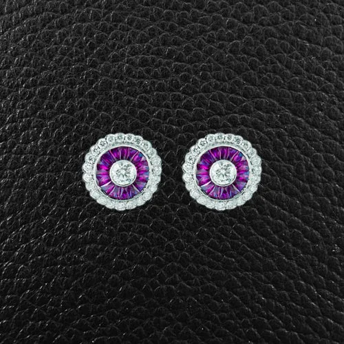 Designer earrings for luxury fashion collections-Ruby & Diamond Earrings