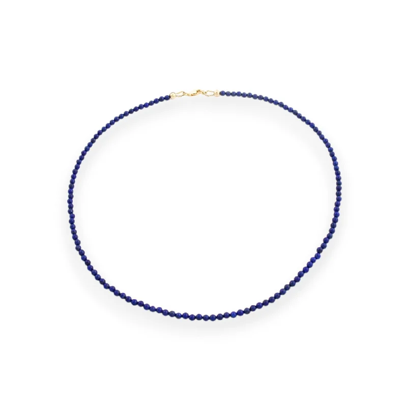 Custom nameplate necklaces for personalized wear-17" Lapis Lazuli Beaded Necklace