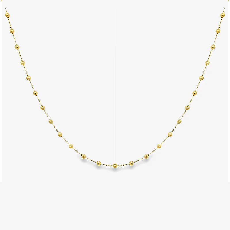 Elegant teardrop necklaces for a refined look-Gold Bead Station Necklace