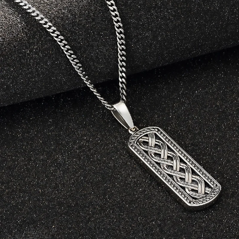 Minimalist gold necklaces for sleek style-Men's Sterling Silver Oxidised Celtic Ingot