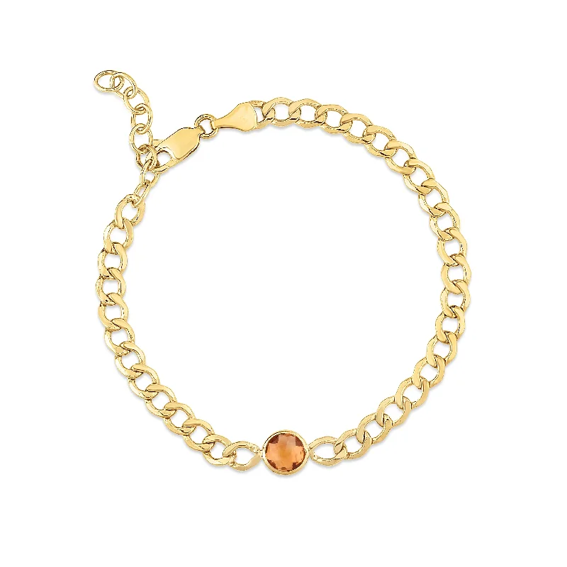 Vintage beaded bracelets for a retro vibe-14K Citrine Curb Chain Bracelet