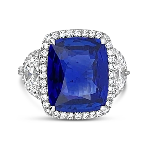 Custom made rings for unique designs-Ceylon Sapphire & Diamond Ring