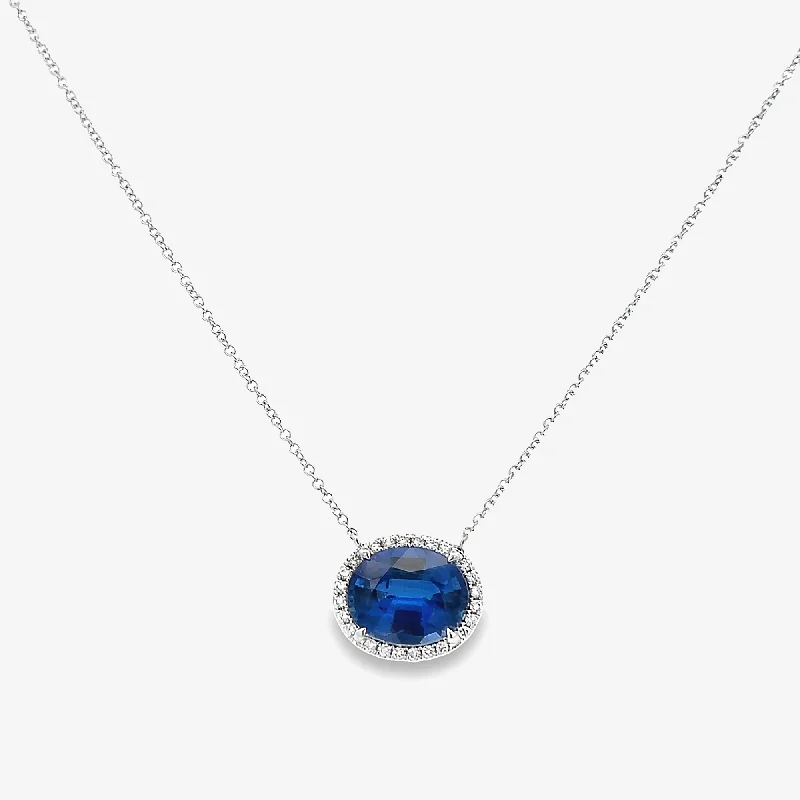 Butterfly charm necklaces for whimsical elegance-3.92ct Kyanite & Diamond Halo Necklace