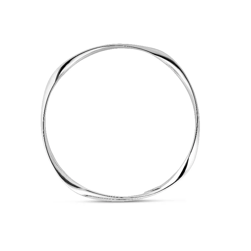 Engraved couples bracelets for matching gifts-Silver Slip on Bangle