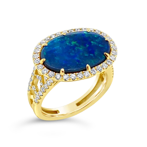 Vintage diamond rings for a timeless appeal-Oval Lightning Ridge Black Opal Ring