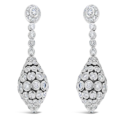 Pearl stud earrings for classic sophistication-Round Top Diamond Drop Earrings