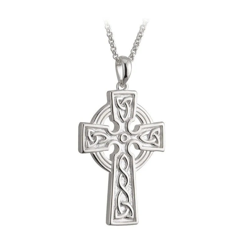 Crystal pendant necklaces for added glamour-Large Double Side Cross Pendant