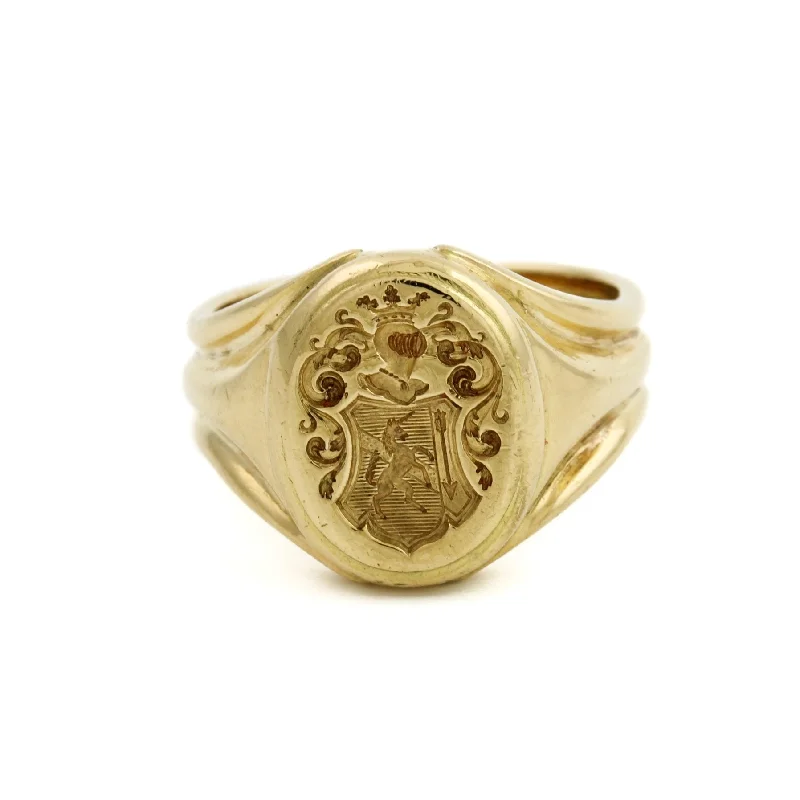 Luxury sapphire rings for refined style-1910's French " Lion & Arrow" Crest Signet