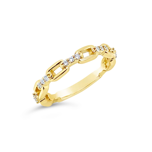 Handmade rings for one-of-a-kind designs-Gold & Diamond Link Ring