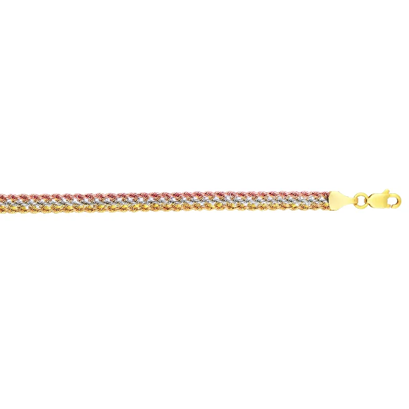 Birthstone bracelets for special occasions-10K Gold Triple Row Rope Bracelet