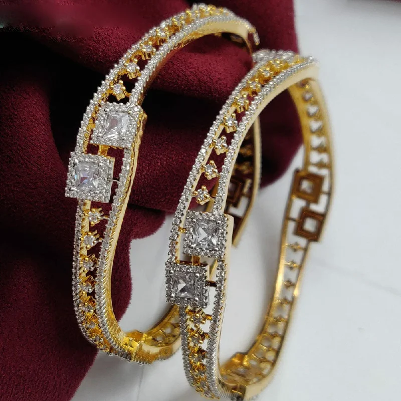 Party-ready bangles for evening wear-Vivah Creations Gold Plated American Diamond  Bangle Set