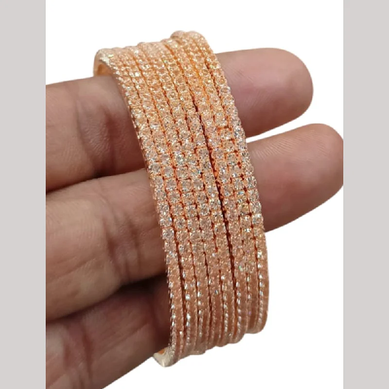 Elegant bangle bracelets for everyday style-NAFJ Rose Gold Plated Austrian Stone Bangles Set