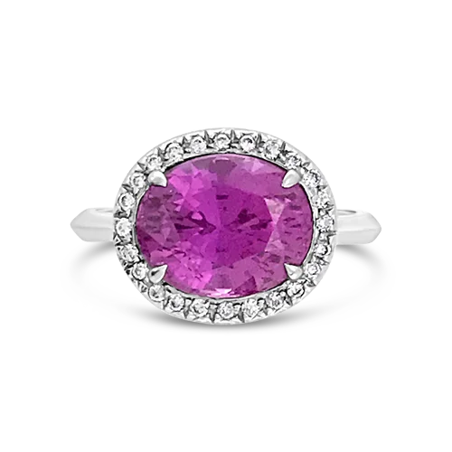 Multi-stone rings for colorful elegance-Pink Sapphire & Diamond Ring